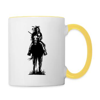 Indiens - Mug contrasté - blanc/jaune - Droite