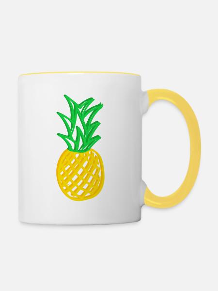 Ananas - Tasse zweifarbig - Weiß/Gelb