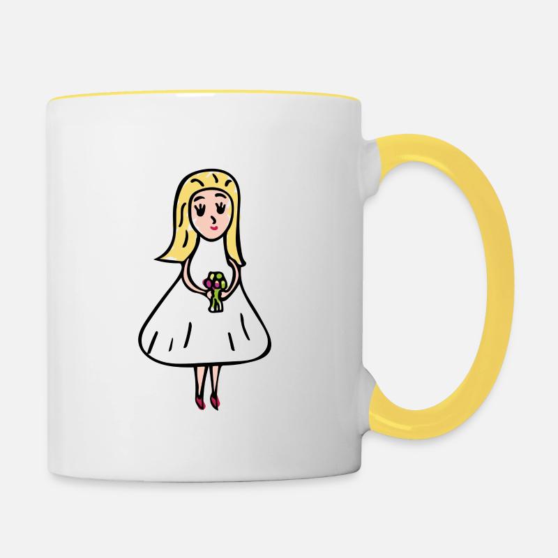 Dessin - Mariée - Mug contrasté - blanc/jaune