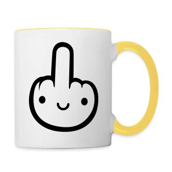 Drôle de merde You - Mug contrasté - blanc/jaune - Droite