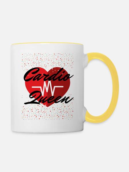 Cardio Queen - Tasse zweifarbig - Weiß/Gelb