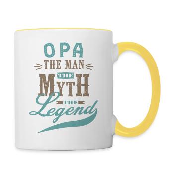 OPA THE MAN THE MYTH THE LEGEND cadeaau noel fête - Mug contrasté - blanc/jaune - Droite