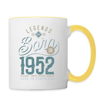 legends are born in 1952, anniversaire 70 ans - Mug contrasté - blanc/jaune - Droite