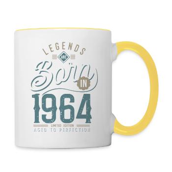 Legends are born in 1964 anniversary 58 years - Contrasting Mug - white/yellow - Right