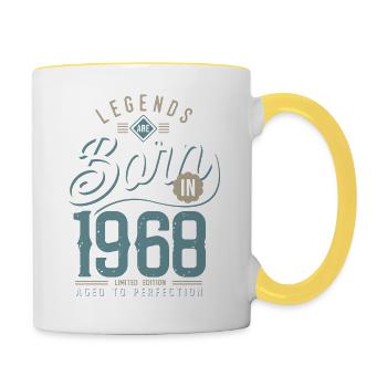 legends are born in 1968 anniversaire 53 ans - Mug contrasté - blanc/jaune - Droite