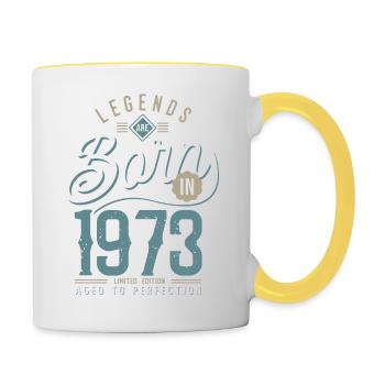 legends are born in 1973 anniversaire 50 ans - Mug contrasté - blanc/jaune - Droite