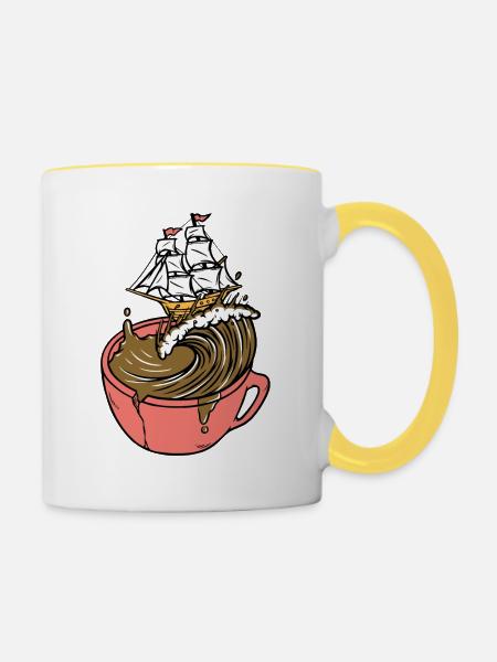 Sea of Coffee - Tasse zweifarbig - Weiß/Gelb