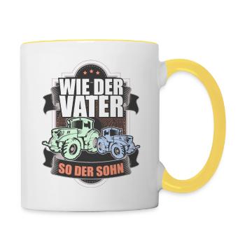 Farmer son gift father - Contrasting Mug - white/yellow - Right