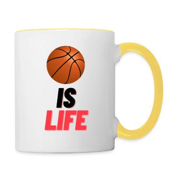 Basket IS LIFE - Tasse zweifarbig - Weiß/Gelb - Rechts