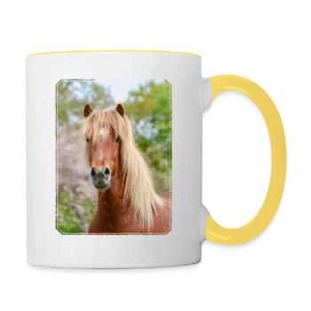 Aegidienberger horse Icelander-Paso-Mix portrait - Contrasting Mug - white/yellow - Right