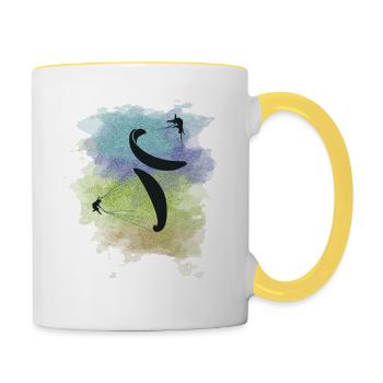 Gleitschirm fliegen & Paragleiten - Tasse zweifarbig - Weiß/Gelb - Rechts