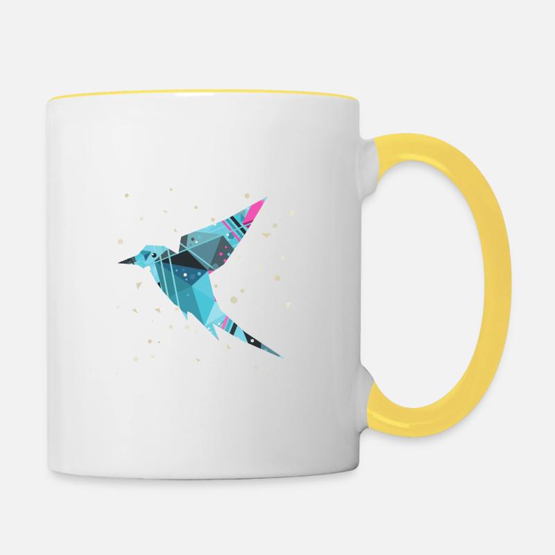 Oiseau abstrait - Mug contrasté - blanc/jaune