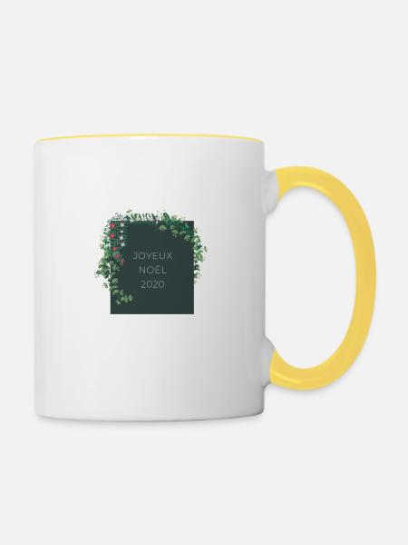 FROHE WEIHNACHTEN 2020 - Tasse zweifarbig - Weiß/Gelb