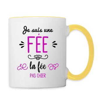 La fée pas chier - Mug contrasté - blanc/jaune - Droite