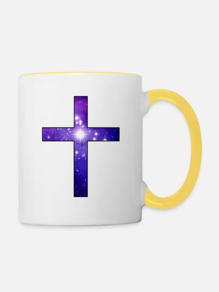 David Energy Spiritual Cross avec chemise Universe - Mug contrasté - blanc/jaune