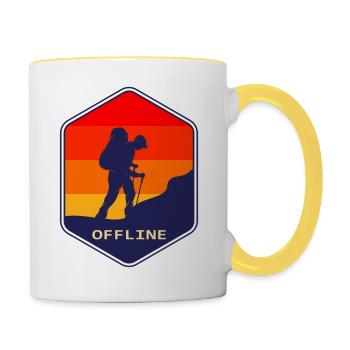 Hiking, climbing, climb, walking, mountain, hike, - Mug contrasté - blanc/jaune - Droite
