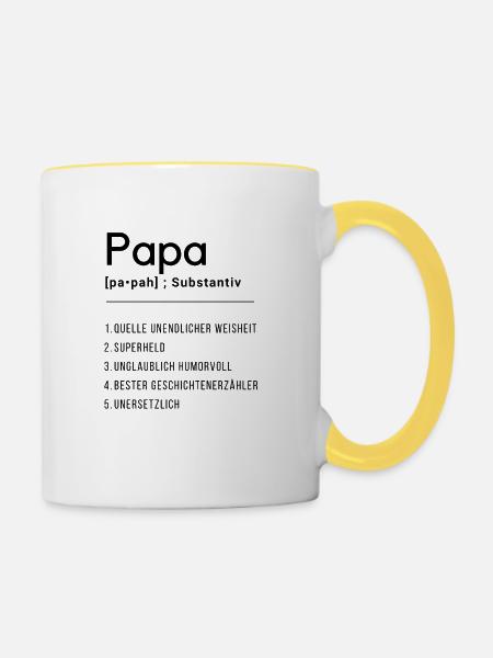 Definition "Papa" - Tasse zweifarbig - Weiß/Gelb