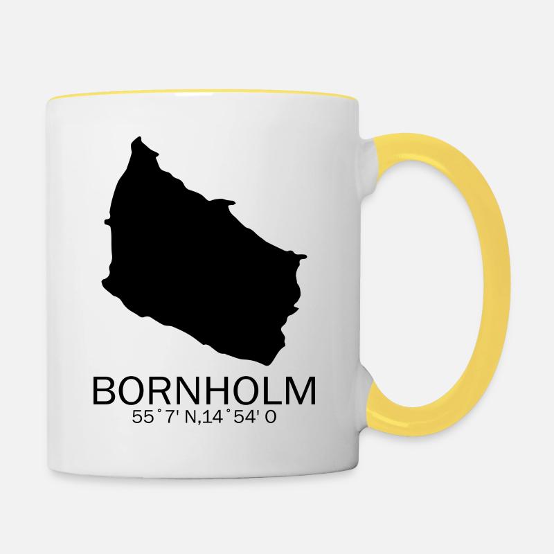 Bornholm Geschenk Dänemark Spruch Nord - Tasse zweifarbig - Weiß/Gelb