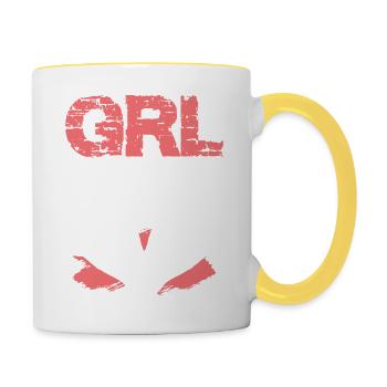 Boxing girl power girl boxing - Contrasting Mug - white/yellow - Right
