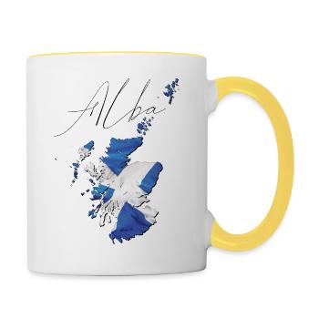 Scotland Flag in Scotland Map SC - Contrasting Mug - white/yellow - Right