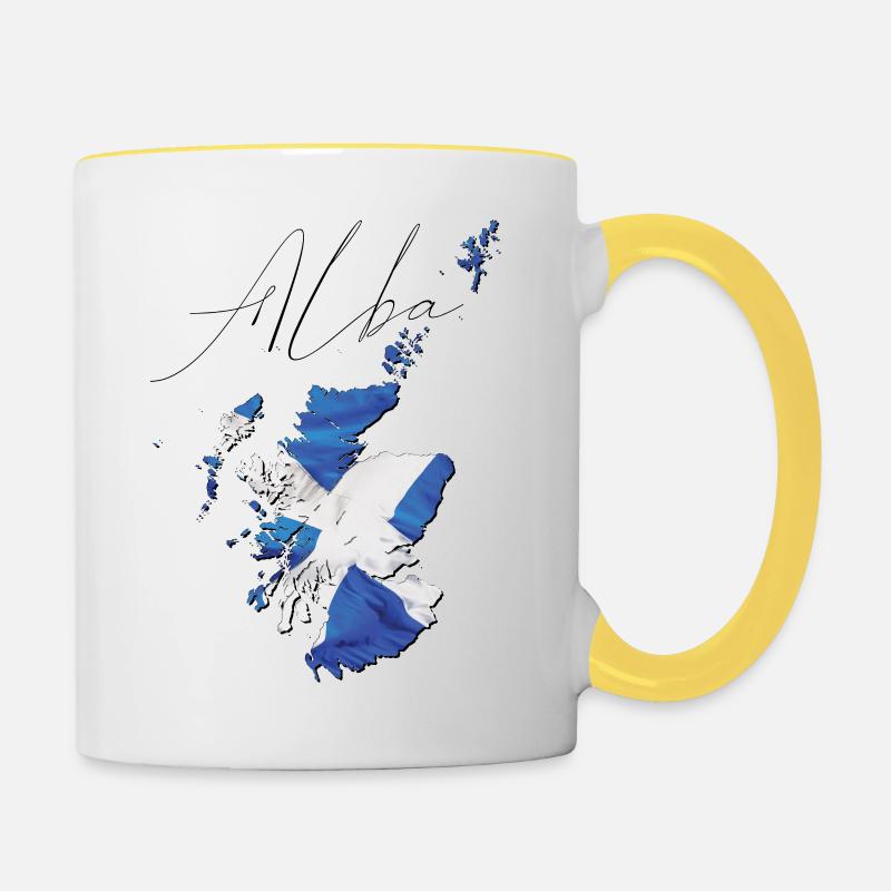Drapeau de l’Écosse en Écosse Carte SC - Mug contrasté - blanc/jaune