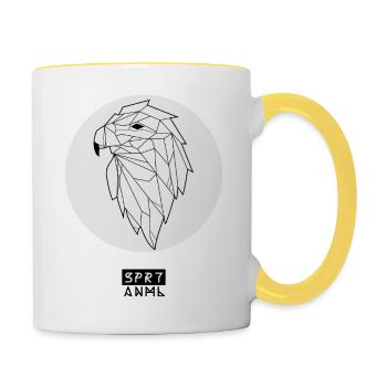 Geometrischer Adler - Tasse zweifarbig - Weiß/Gelb - Rechts