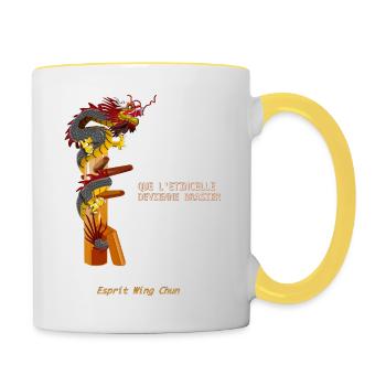 wing chun dragon - Tasse zweifarbig - Weiß/Gelb - Rechts