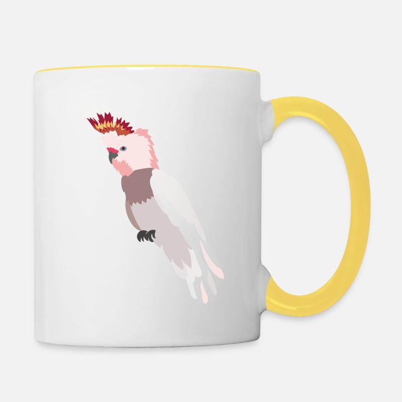 Parrot - pink cockatoo - Contrasting Mug - white/yellow