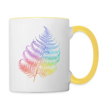 Regenbogenfarn - Be Natural - T-Shirt, Hoodie - Tasse zweifarbig - Weiß/Gelb - Rechts
