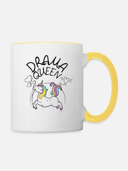 Drama Queen Einhorn Kinder Baby Frauen - Tasse zweifarbig - Weiß/Gelb