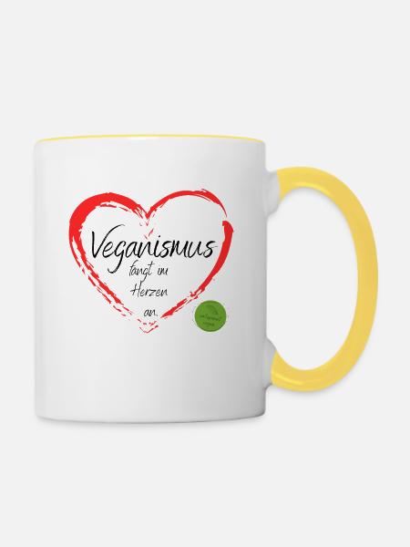 Veganismus - Tasse zweifarbig - Weiß/Gelb