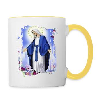 Holly Mary Maria Madonna Mariana Jungfrau Maria - Tasse zweifarbig - Weiß/Gelb - Rechts