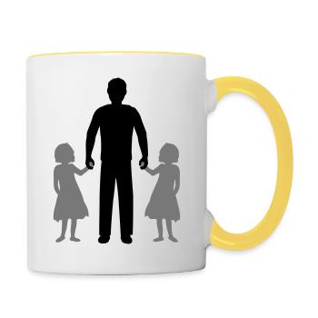 Jumeaux 2 filles - Mug contrasté - blanc/jaune - Droite