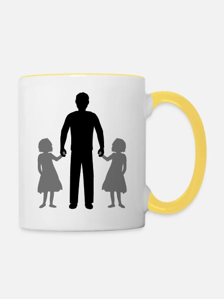 Zwillinge 2 Töchter - Tasse zweifarbig - Weiß/Gelb