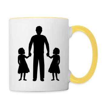 Dad Daughters Twins - Contrasting Mug - white/yellow - Right