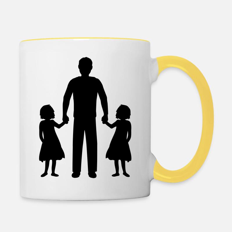 Papa Filles Jumeaux - Mug contrasté - blanc/jaune