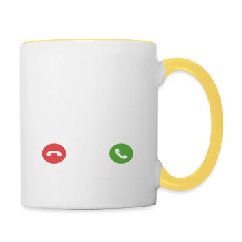 Mon Cheval m'appelle faut que j'y aille - Mug contrasté - blanc/jaune - Droite