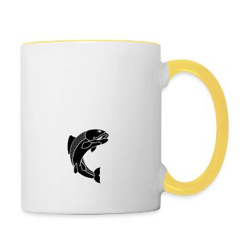 T-shirt garde la pêche cadeau - Mug contrasté - blanc/jaune - Droite