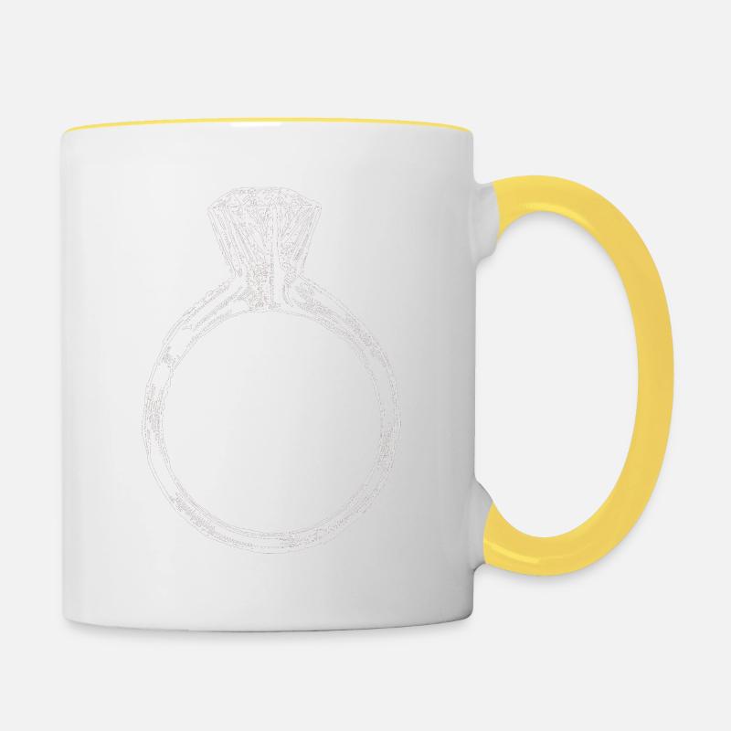 Wedding Ring Engagement Gift Idea Love Diamond Idea - Contrasting Mug - white/yellow