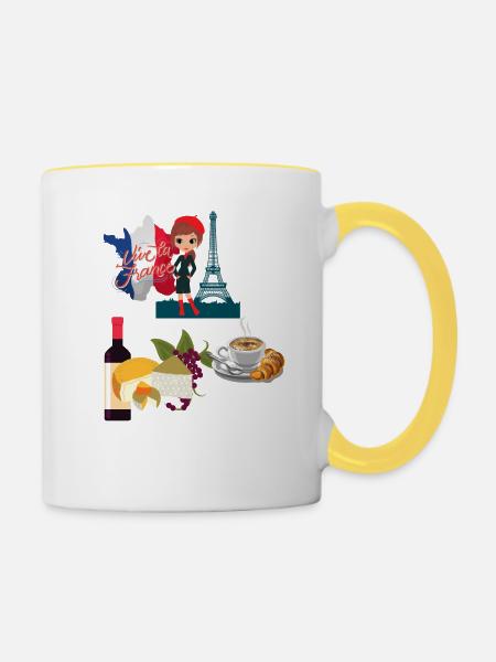 Der Charme Frankreichs - Tasse zweifarbig - Weiß/Gelb