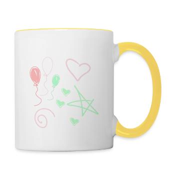 Heartbeat drawn with chalk - Contrasting Mug - white/yellow - Right