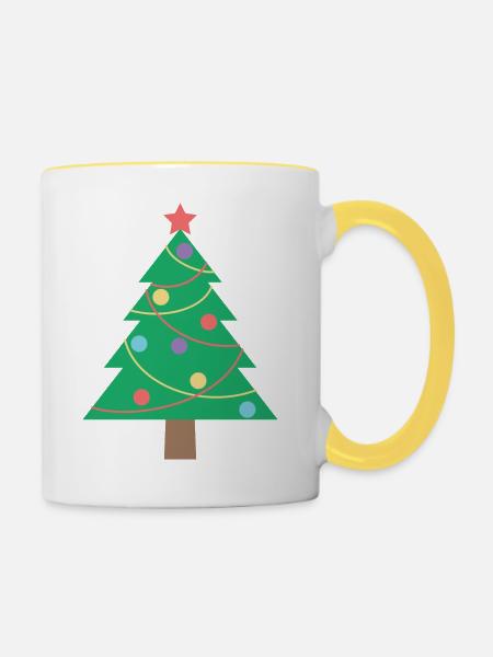 Weihnachtsbaum - Tasse zweifarbig - Weiß/Gelb