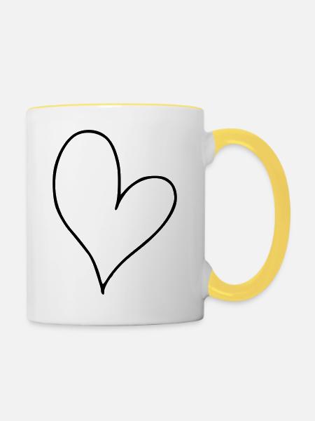 Herz Emoji Skizze - Tasse zweifarbig - Weiß/Gelb