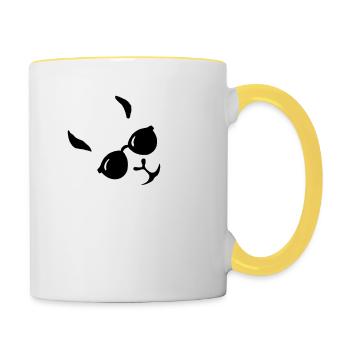 Lustiges Lama Alpaka Sonnenbrille - Tasse zweifarbig - Weiß/Gelb - Rechts