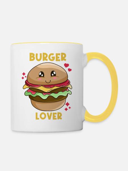 Burger Lover - Tasse zweifarbig - Weiß/Gelb