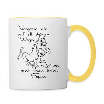 Reiterspruch Pferd Reitschüler Reiten - Tasse zweifarbig - Weiß/Gelb - Rechts