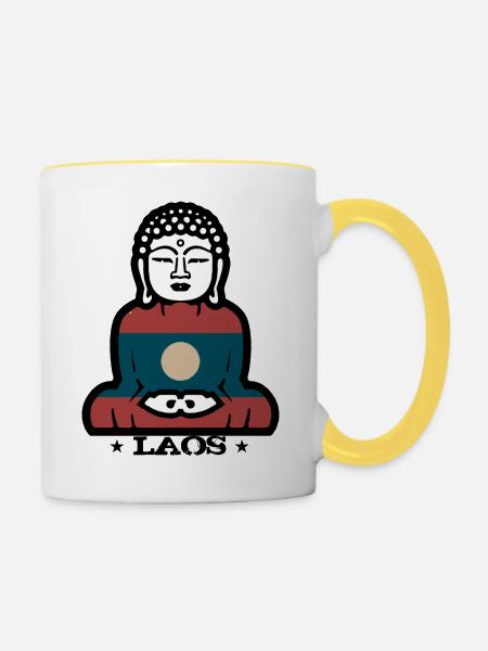 Laos - Tasse zweifarbig - Weiß/Gelb