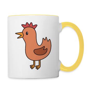 Huhn - Tasse zweifarbig - Weiß/Gelb - Rechts