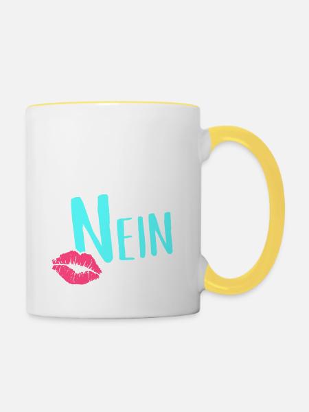 Warum Hast Du Nicht Nein Gesagt Schlager JGA - Tasse zweifarbig - Weiß/Gelb
