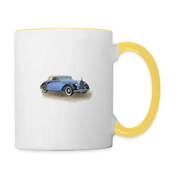 Ich muss kein altes Auto fahren - Tasse zweifarbig - Weiß/Gelb - Rechts